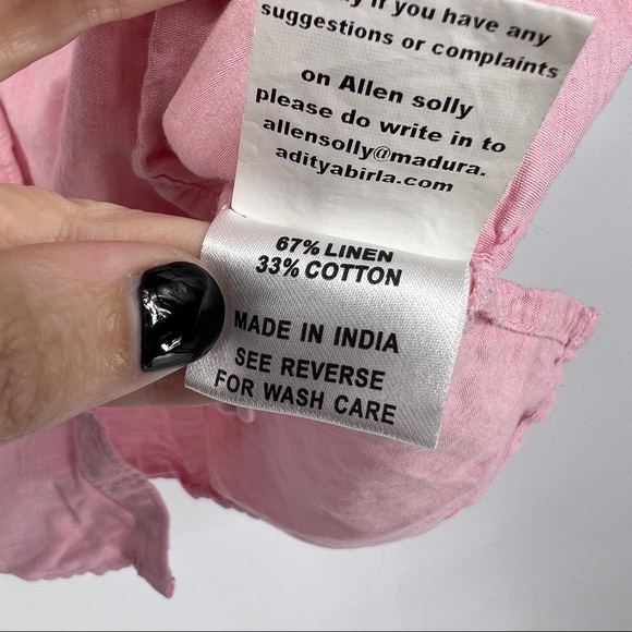 Allen Solly Linen Button Down Shirt Pink - Picture 6 of 6